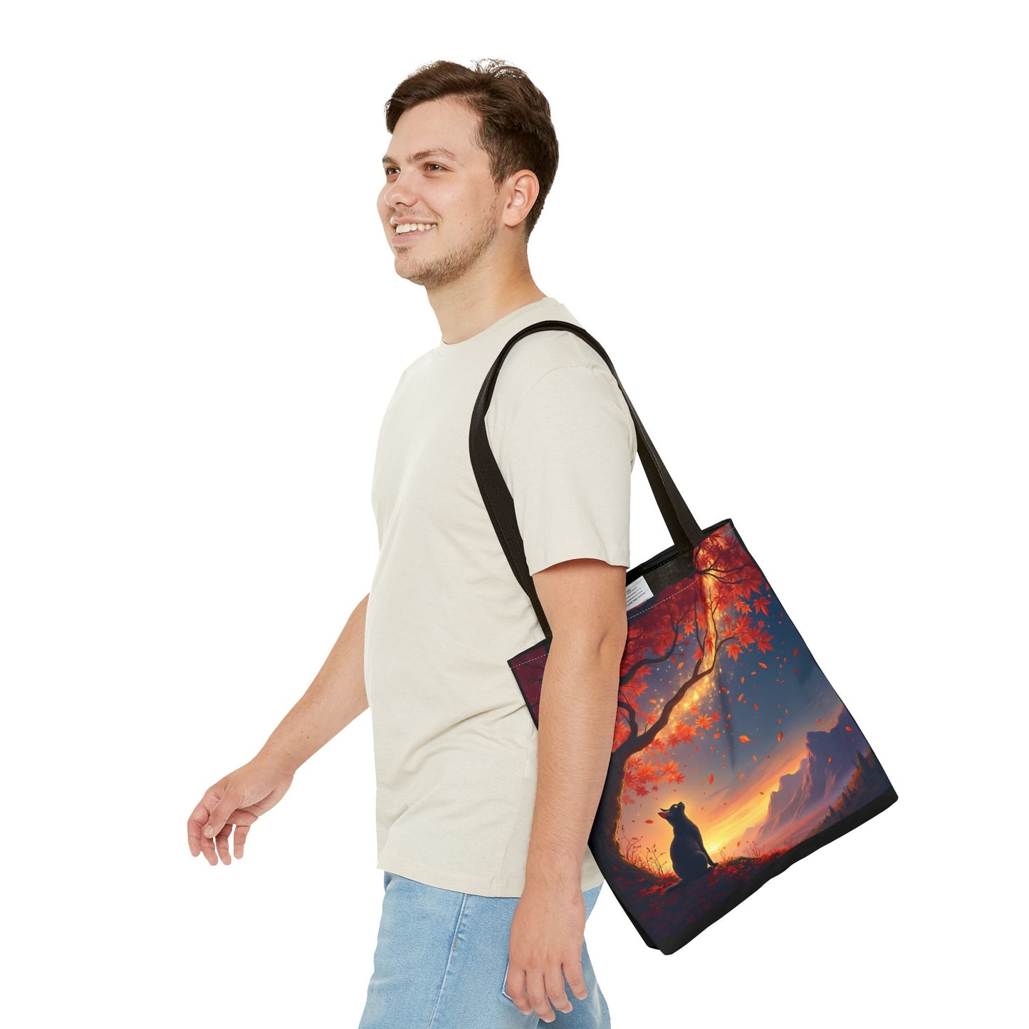 Autumn Cat Dreams – Starlit Guardian Tote Bag (16x16)