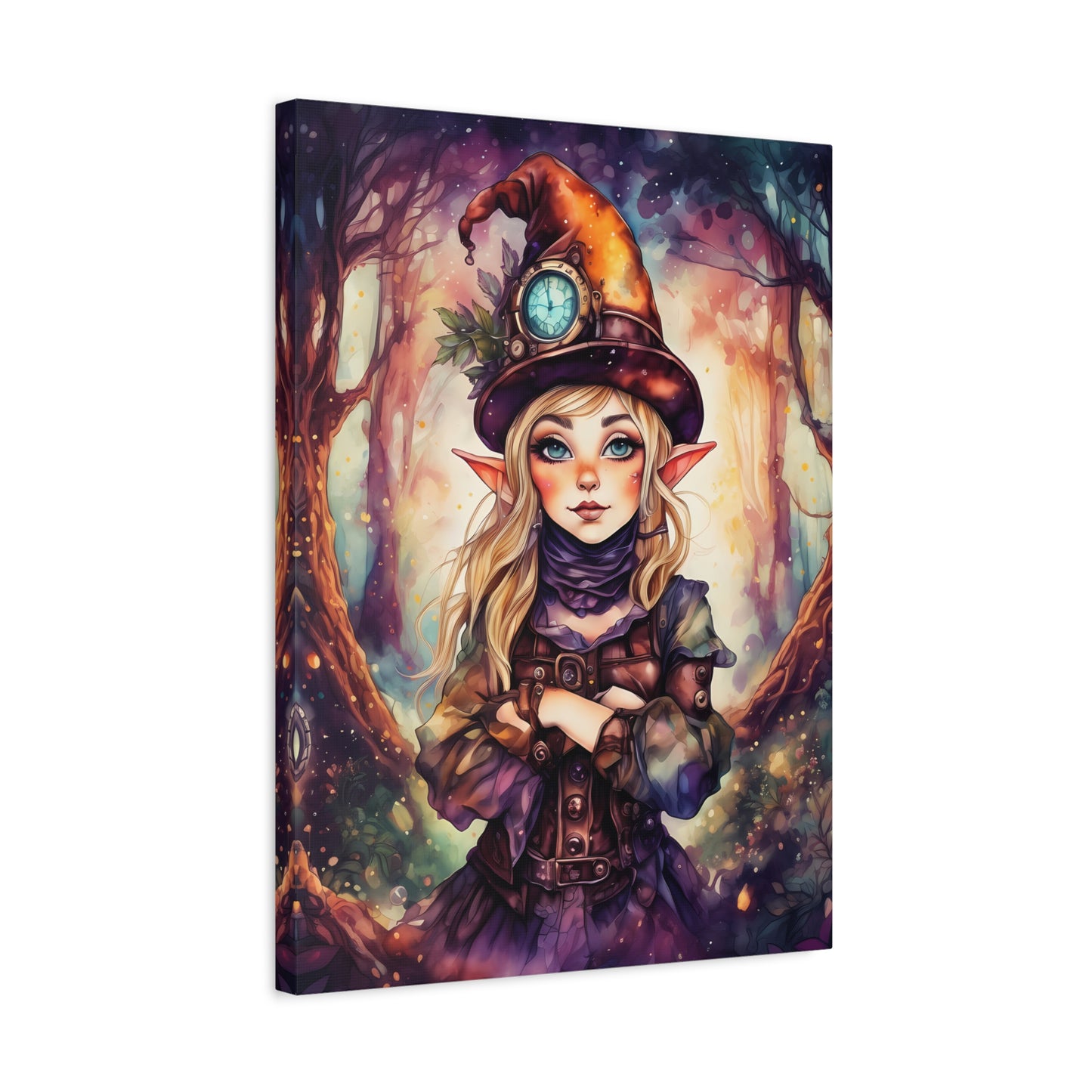 Prismveil Gnomes – Nyxie, Keeper of the Luminous Tapestry Canvas Print (12x16, 16x20, 18x24)