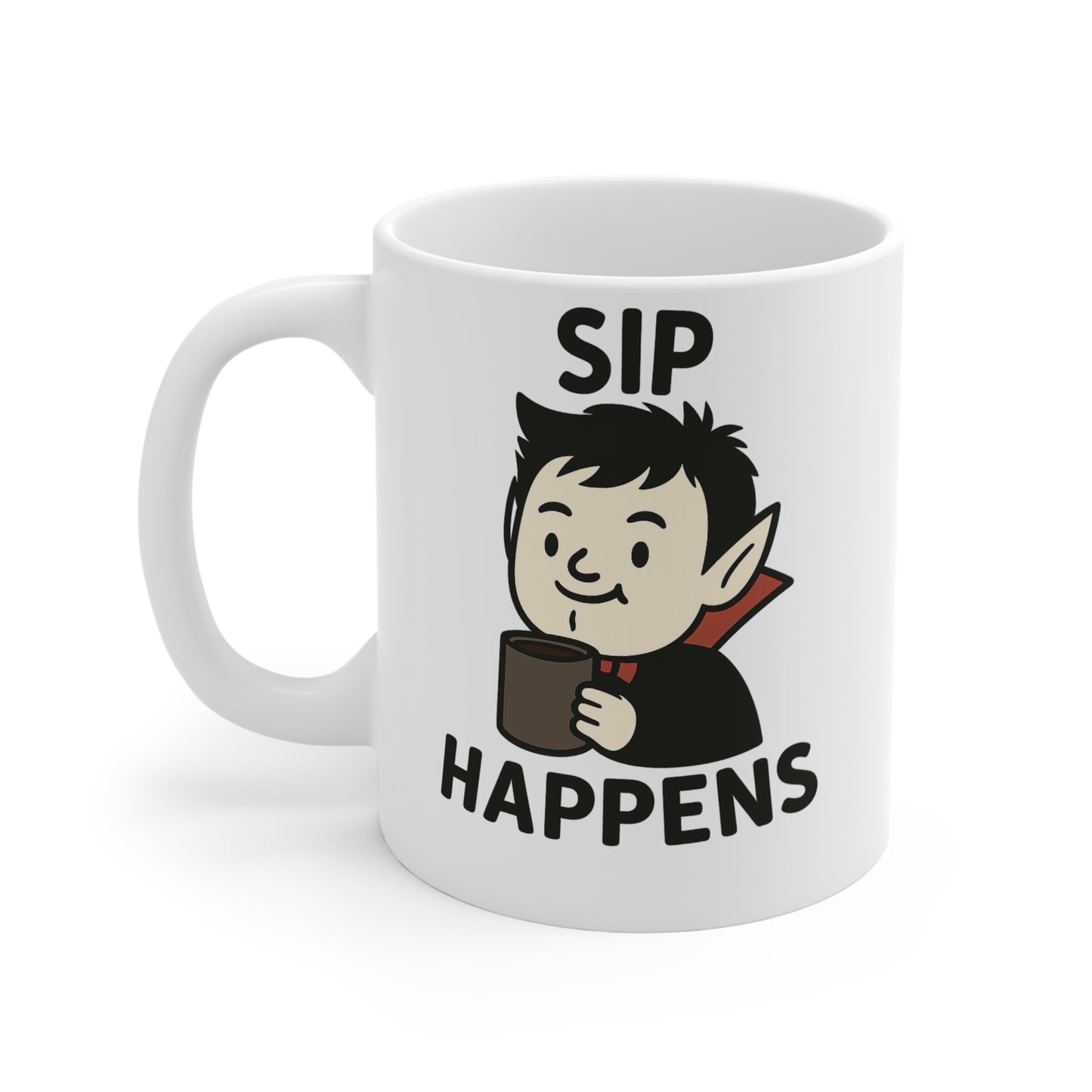 Fun Vampire Themed Mug, Sip Happens, Quirky Coffee Cup, Sip Happens Coffee Mug, Halloween Gift, Unique Kitchen Decor, Whimsical Drinkware