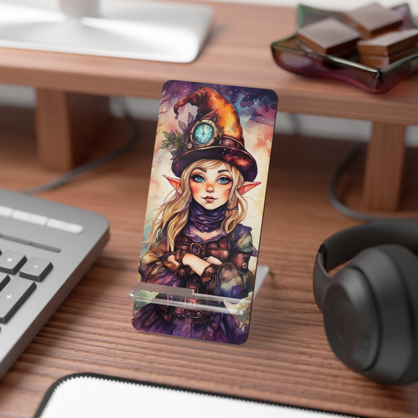 Prismveil Gnomes – Nyxie, Keeper of the Luminous Tapestry Mobile Phone Stand