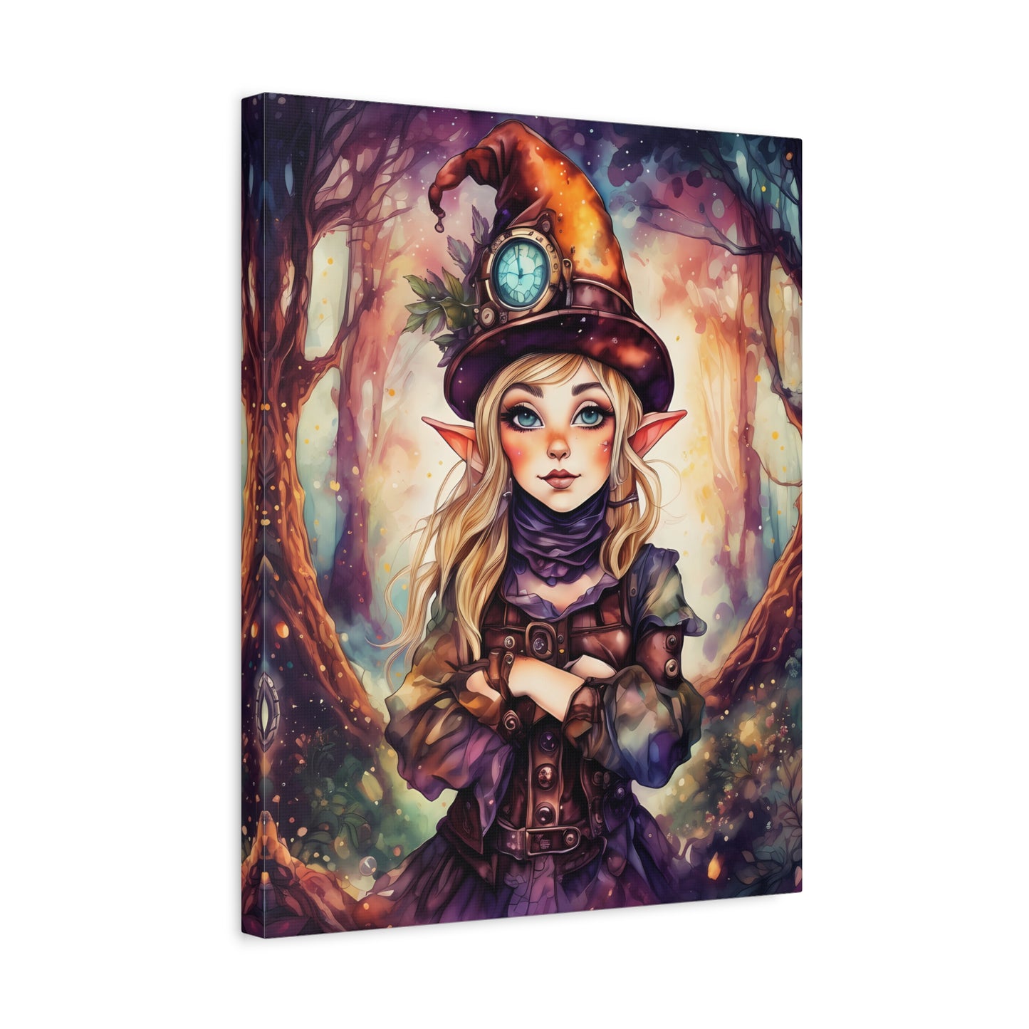 Prismveil Gnomes – Nyxie, Keeper of the Luminous Tapestry Canvas Print (12x16, 16x20, 18x24)