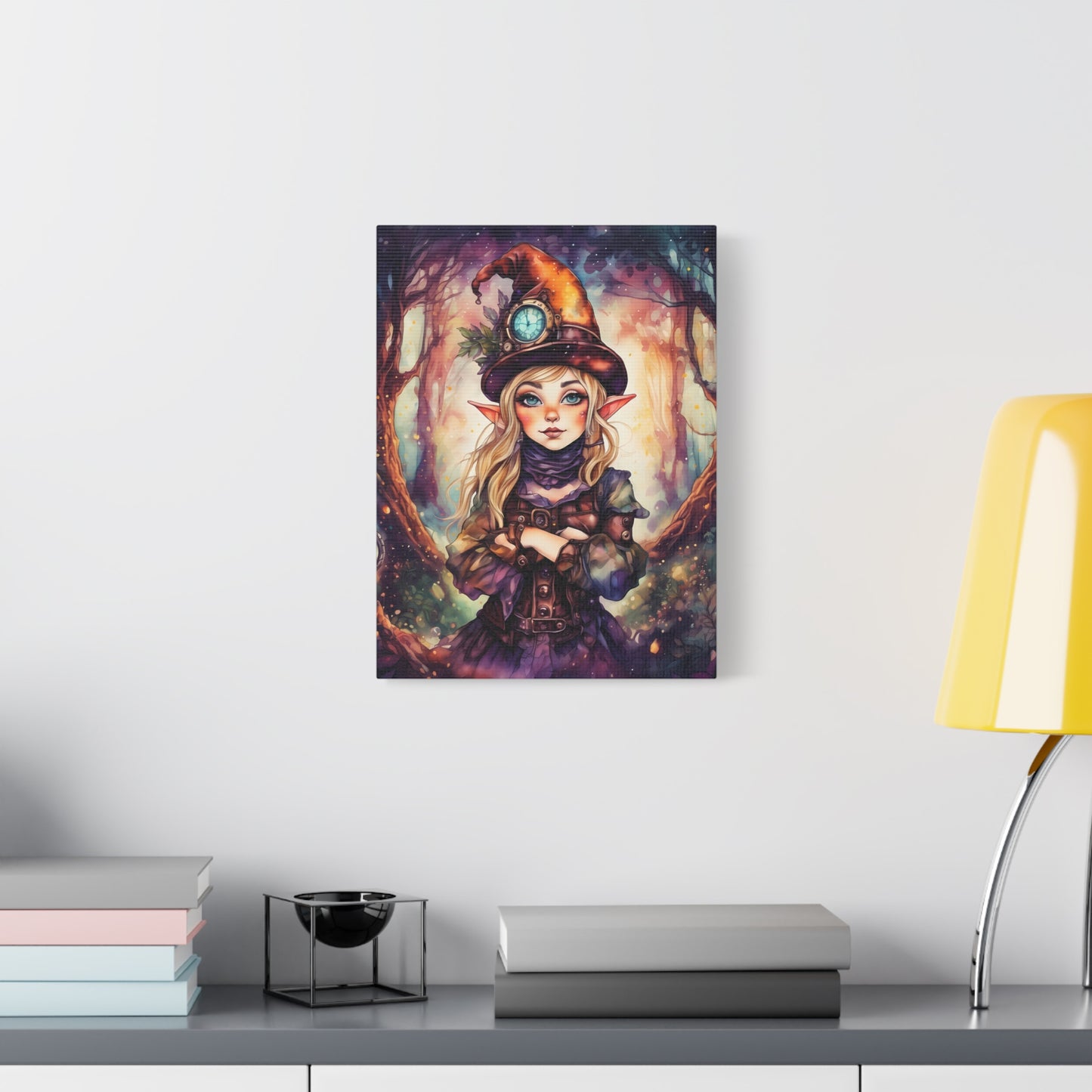 Prismveil Gnomes – Nyxie, Keeper of the Luminous Tapestry Canvas Print (12x16, 16x20, 18x24)
