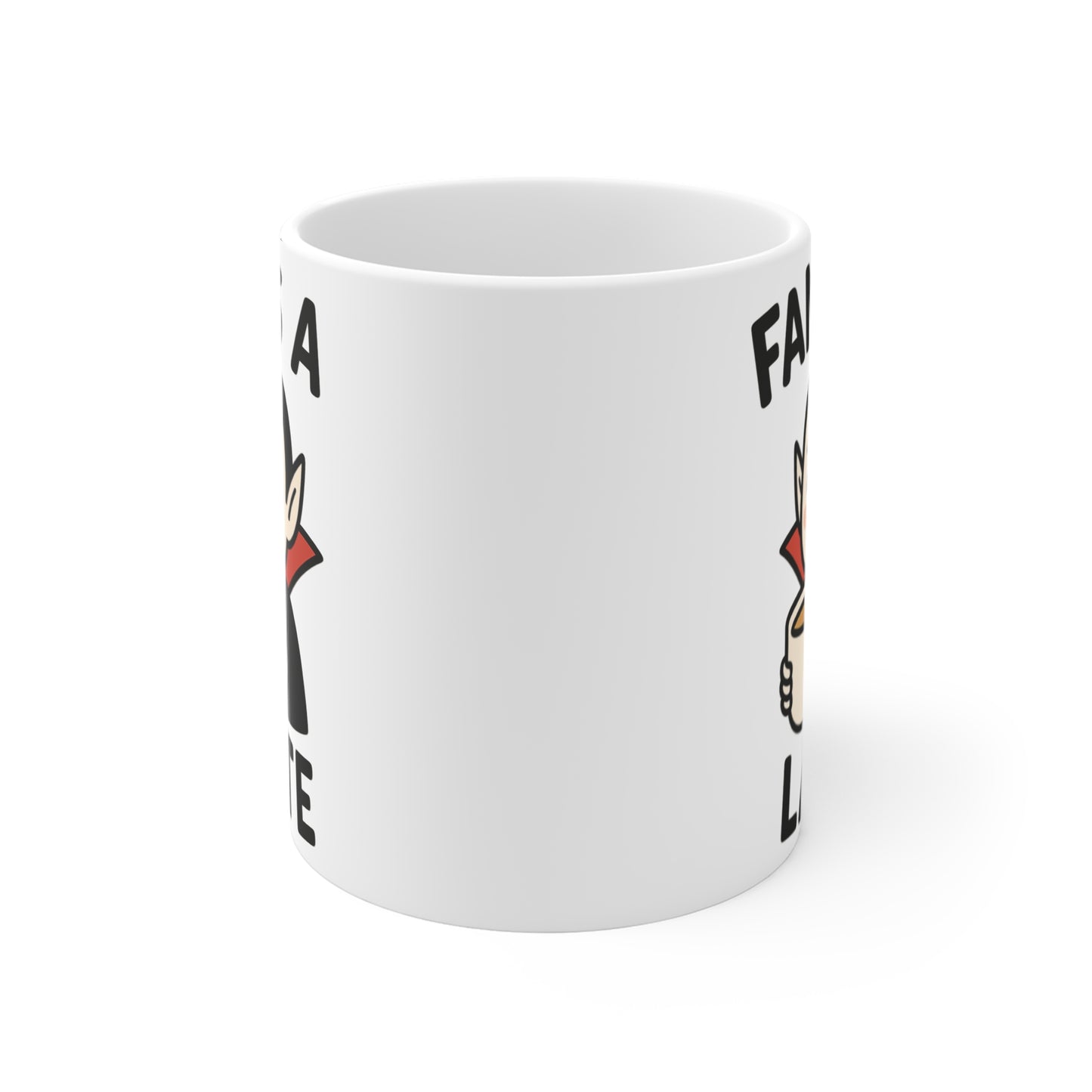 Cute Vampire Coffee Mug, Fangs a Latte Design, Halloween Gift, Funny Drinkware, Spooky Kitchen Decor, Unique Tea Cup