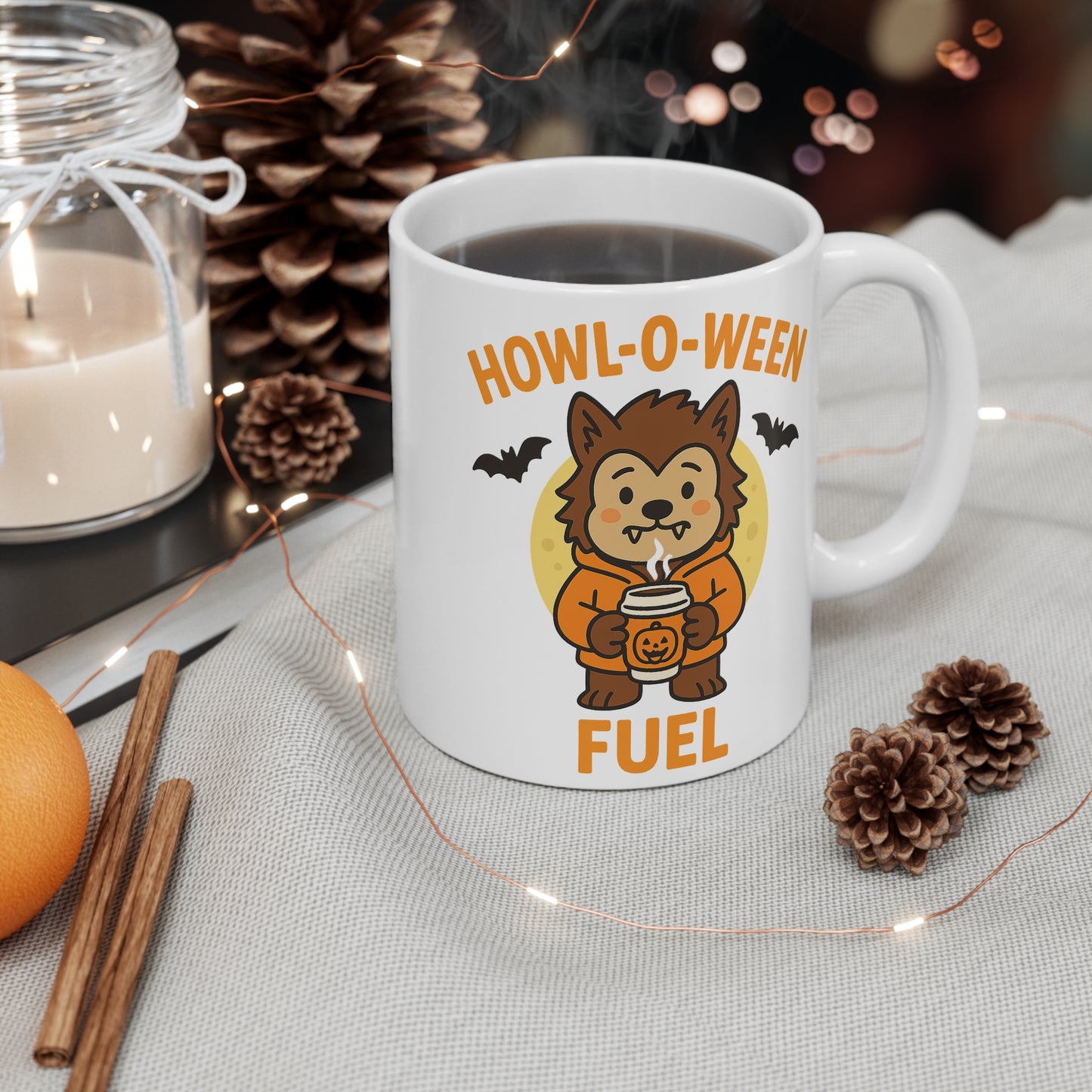 Halloween Mug, Howl-O-Ween Fuel Coffee Cup, Fall Decor, Gift for Dog Lovers, Spooky Season Drinkware