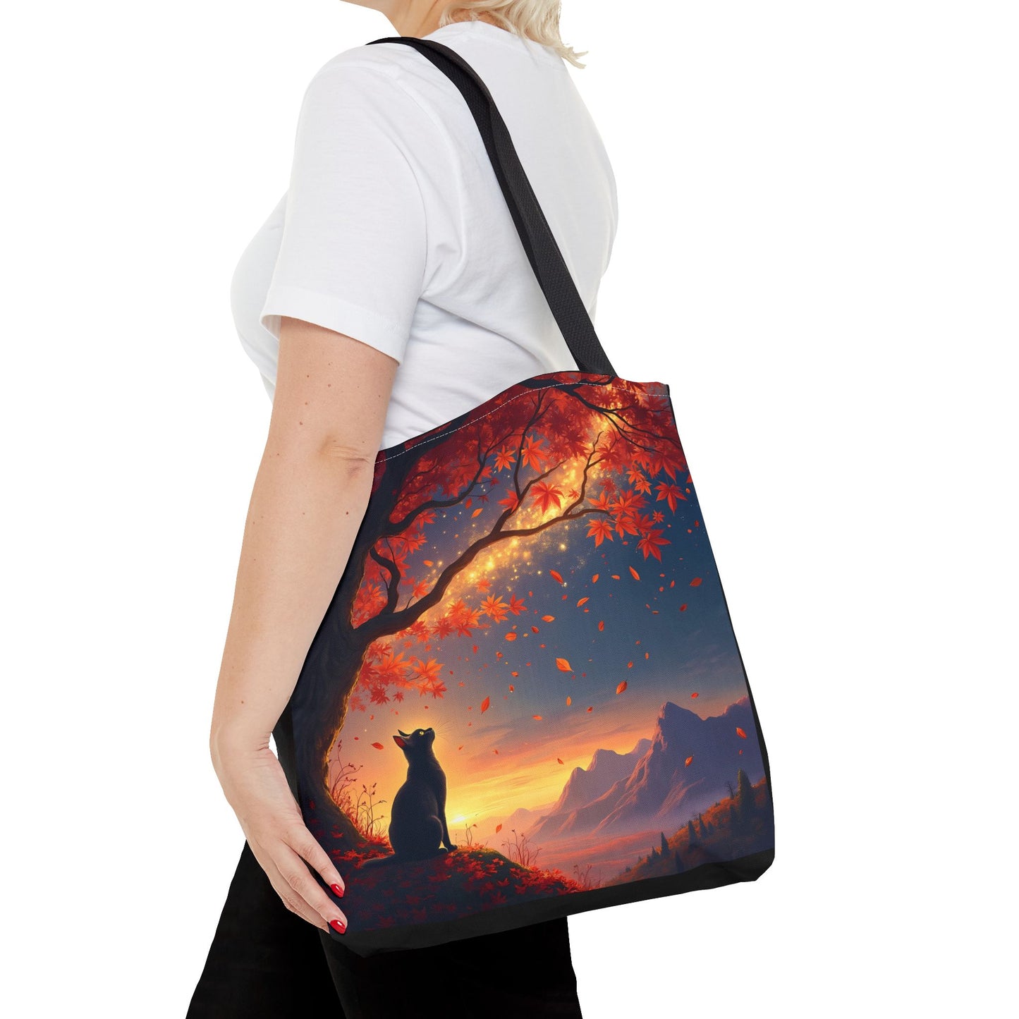 Autumn Cat Dreams – Starlit Guardian Tote Bag (16x16)