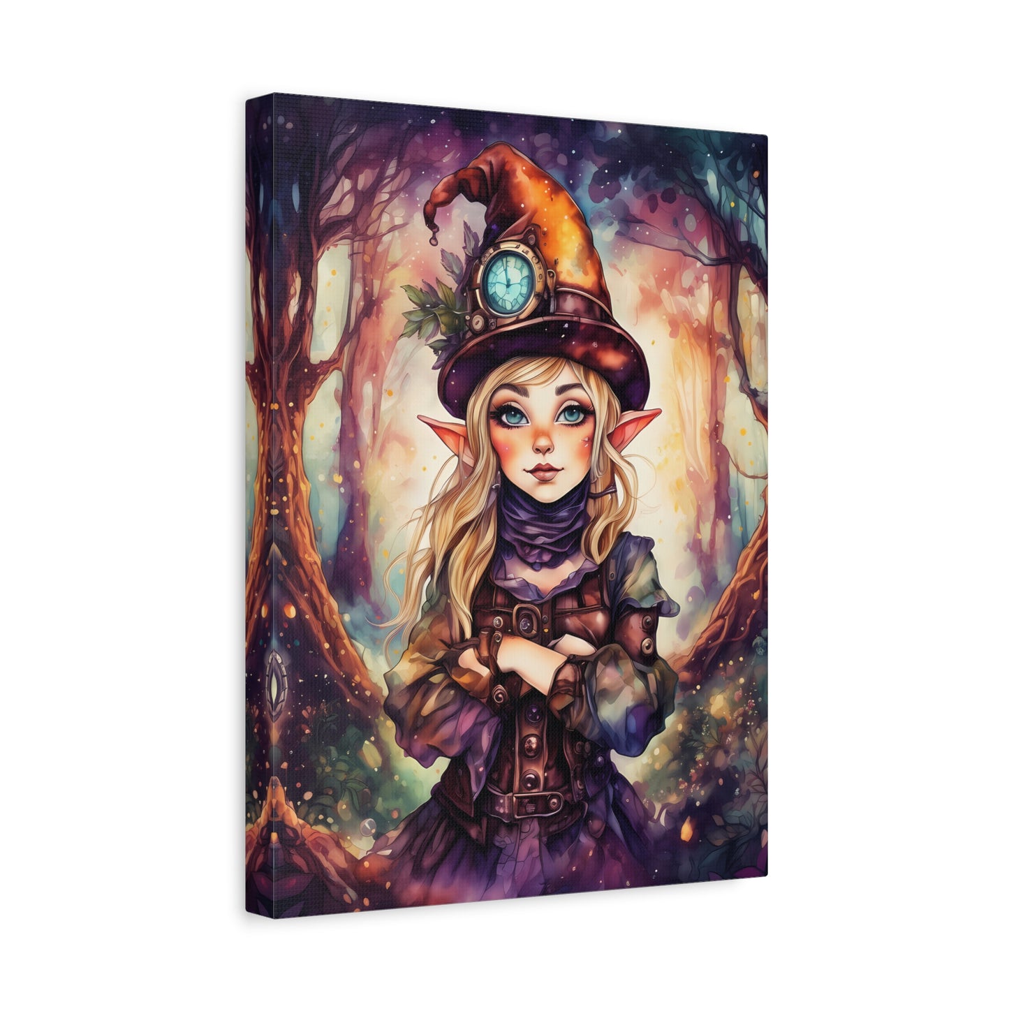 Prismveil Gnomes – Nyxie, Keeper of the Luminous Tapestry Canvas Print (12x16, 16x20, 18x24)