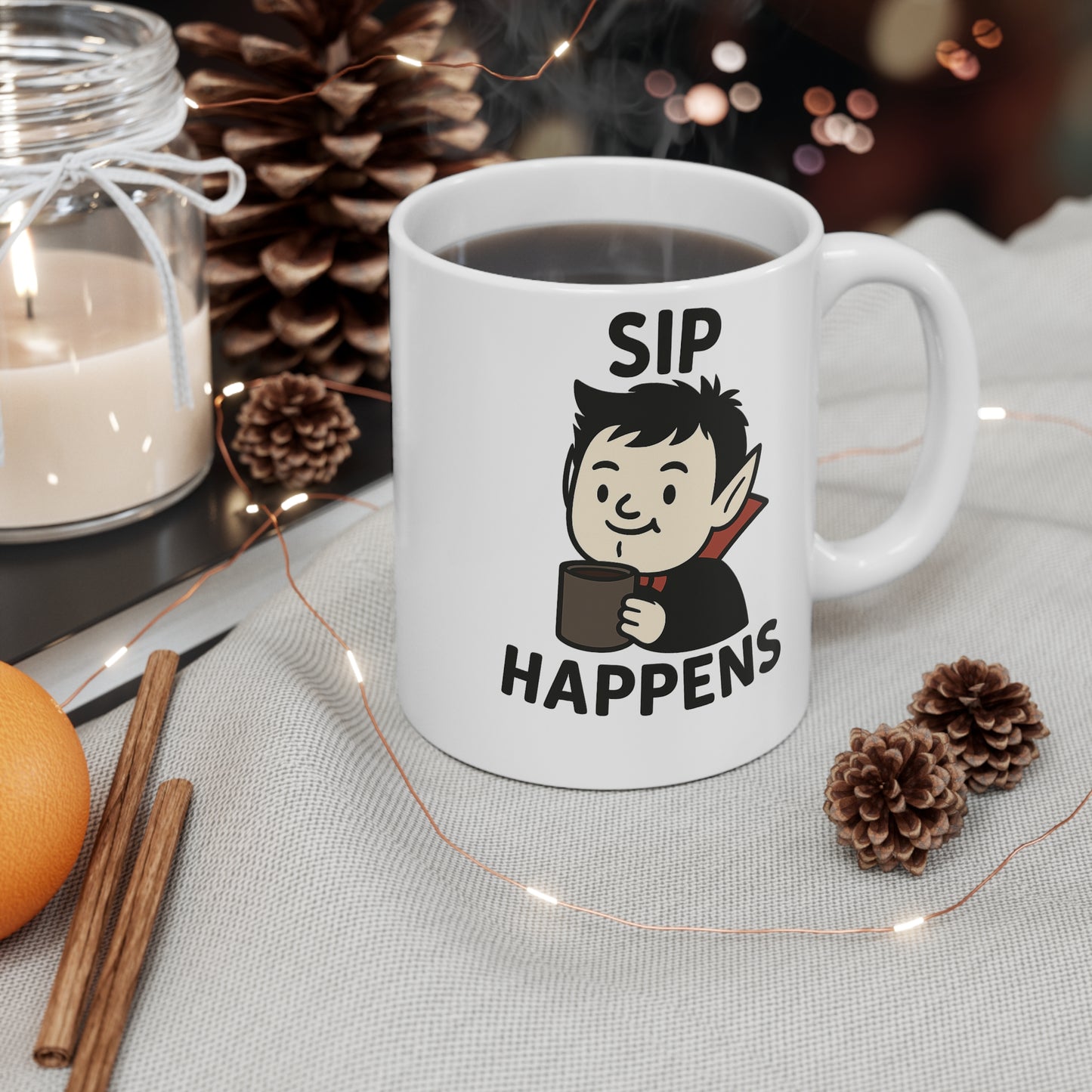 Fun Vampire Themed Mug, Sip Happens, Quirky Coffee Cup, Sip Happens Coffee Mug, Halloween Gift, Unique Kitchen Decor, Whimsical Drinkware