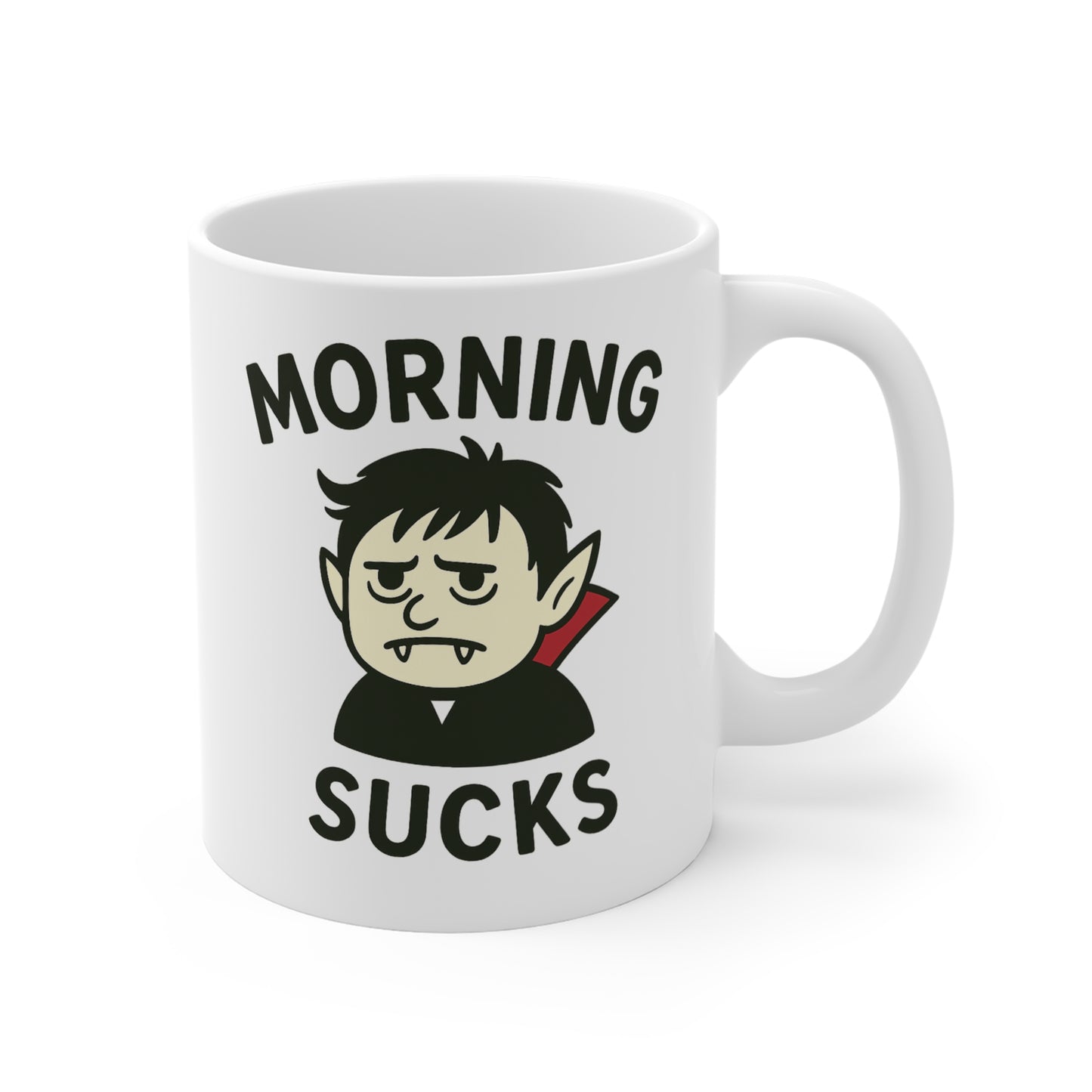 Morning Sucks Mug, Funny Coffee Cup, Halloween Decor, Gift for Night Owls, Novelty Drinkware, Vampire Theme