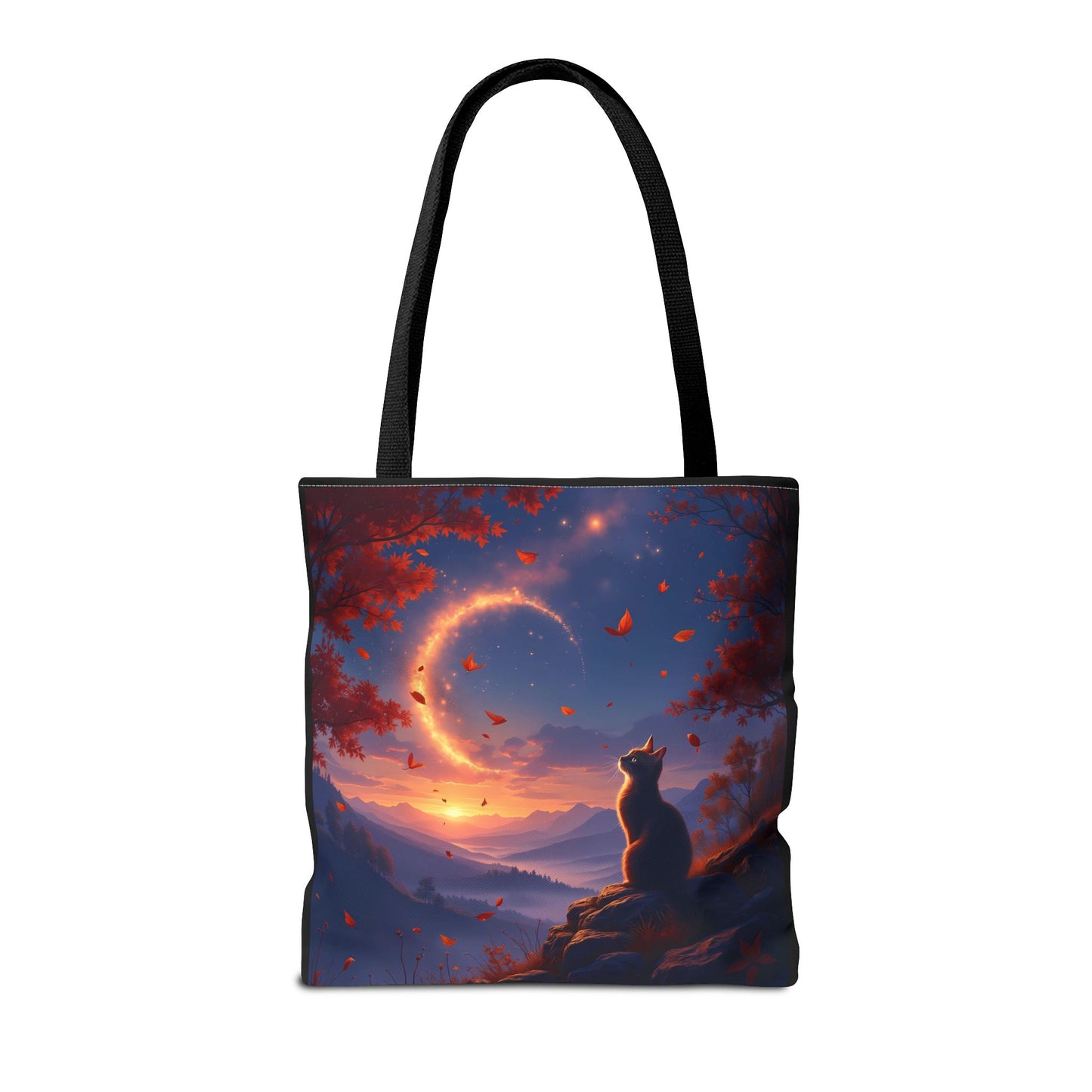 Autumn Cat Dreams – Moonlit Whispers Tote Bag (16x16)