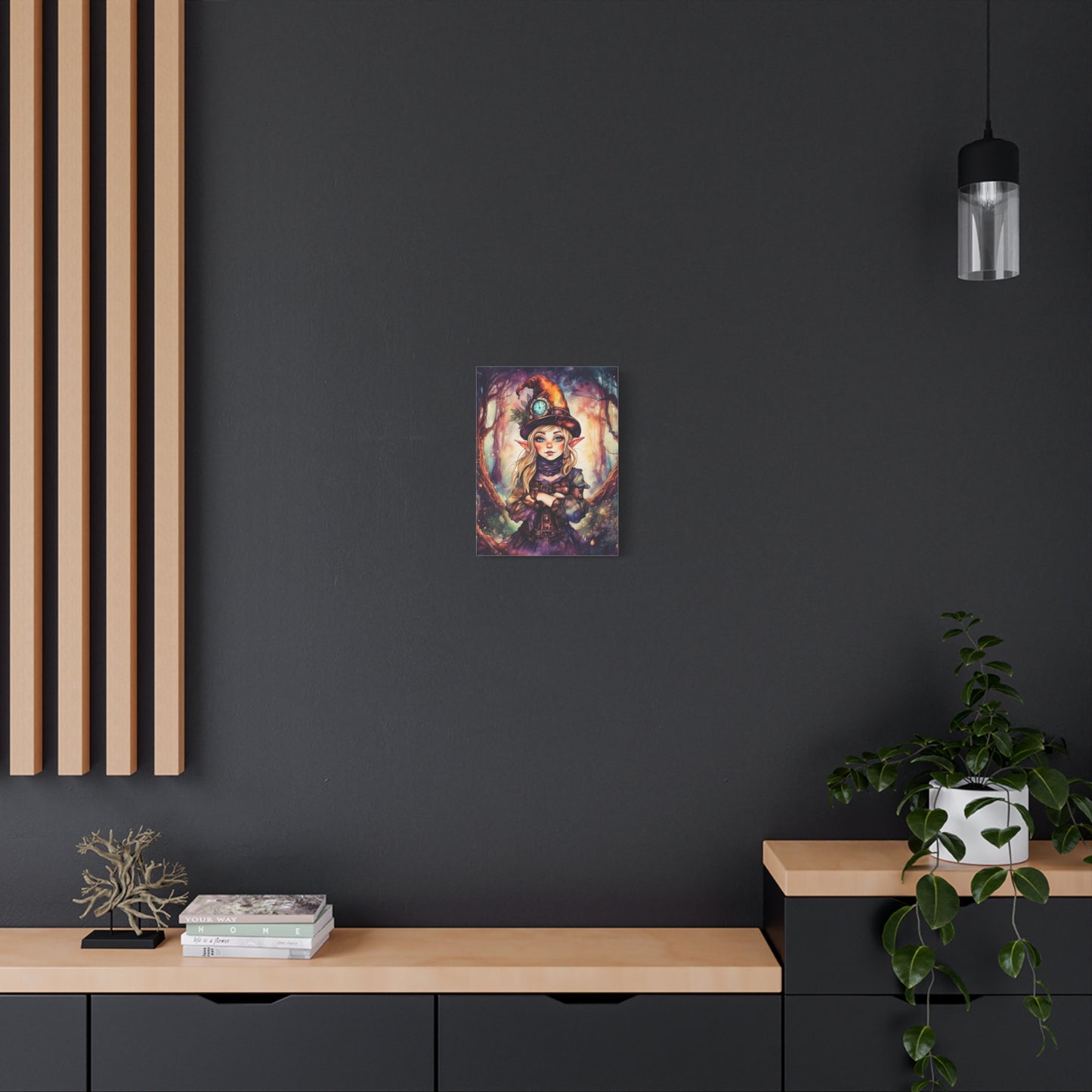 Prismveil Gnomes – Nyxie, Keeper of the Luminous Tapestry Canvas Print (12x16, 16x20, 18x24)