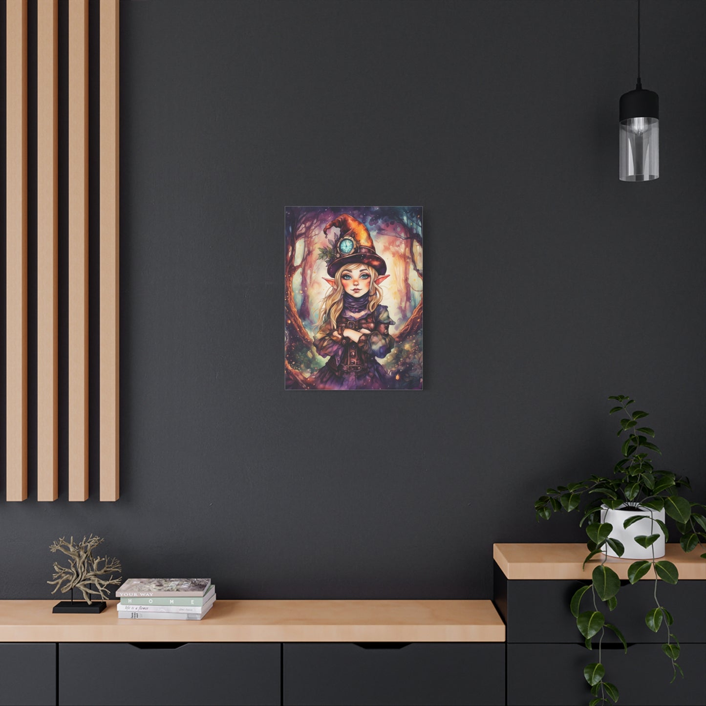 Prismveil Gnomes – Nyxie, Keeper of the Luminous Tapestry Canvas Print (12x16, 16x20, 18x24)