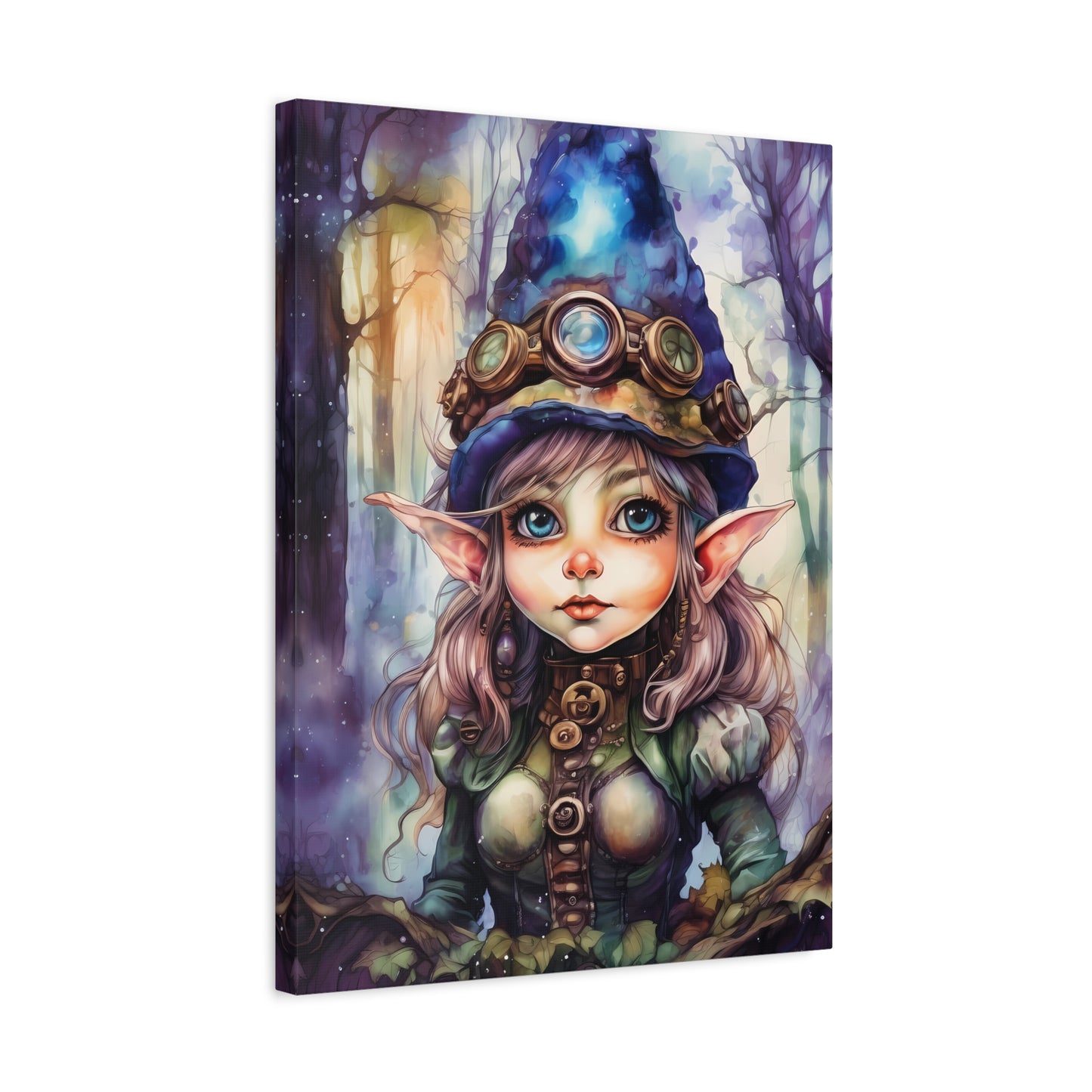 Prismveil Gnomes – Elowen, The Crystalbloom Seer Canvas Print (12x16, 16x20, 18x24)