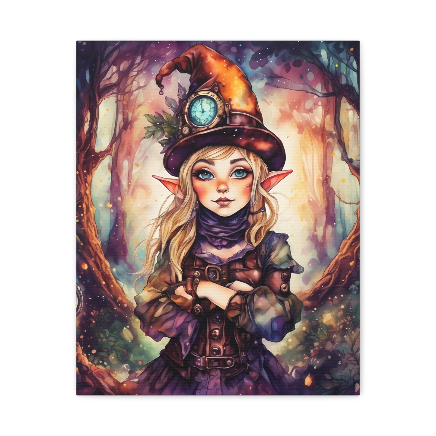 Prismveil Gnomes – Nyxie, Keeper of the Luminous Tapestry Canvas Print (12x16, 16x20, 18x24)
