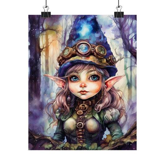 Prismveil Gnomes – Elowen, The Crystalbloom Seer Poster (8x10, 12x16, 16x20)