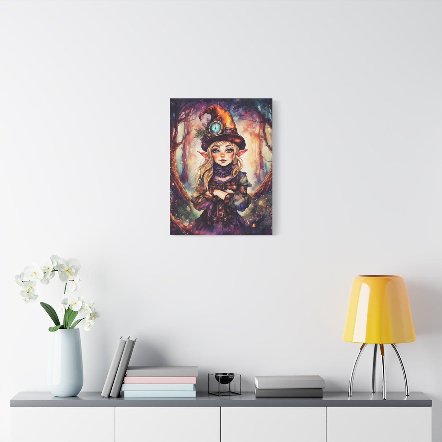 Prismveil Gnomes – Nyxie, Keeper of the Luminous Tapestry Canvas Print (12x16, 16x20, 18x24)