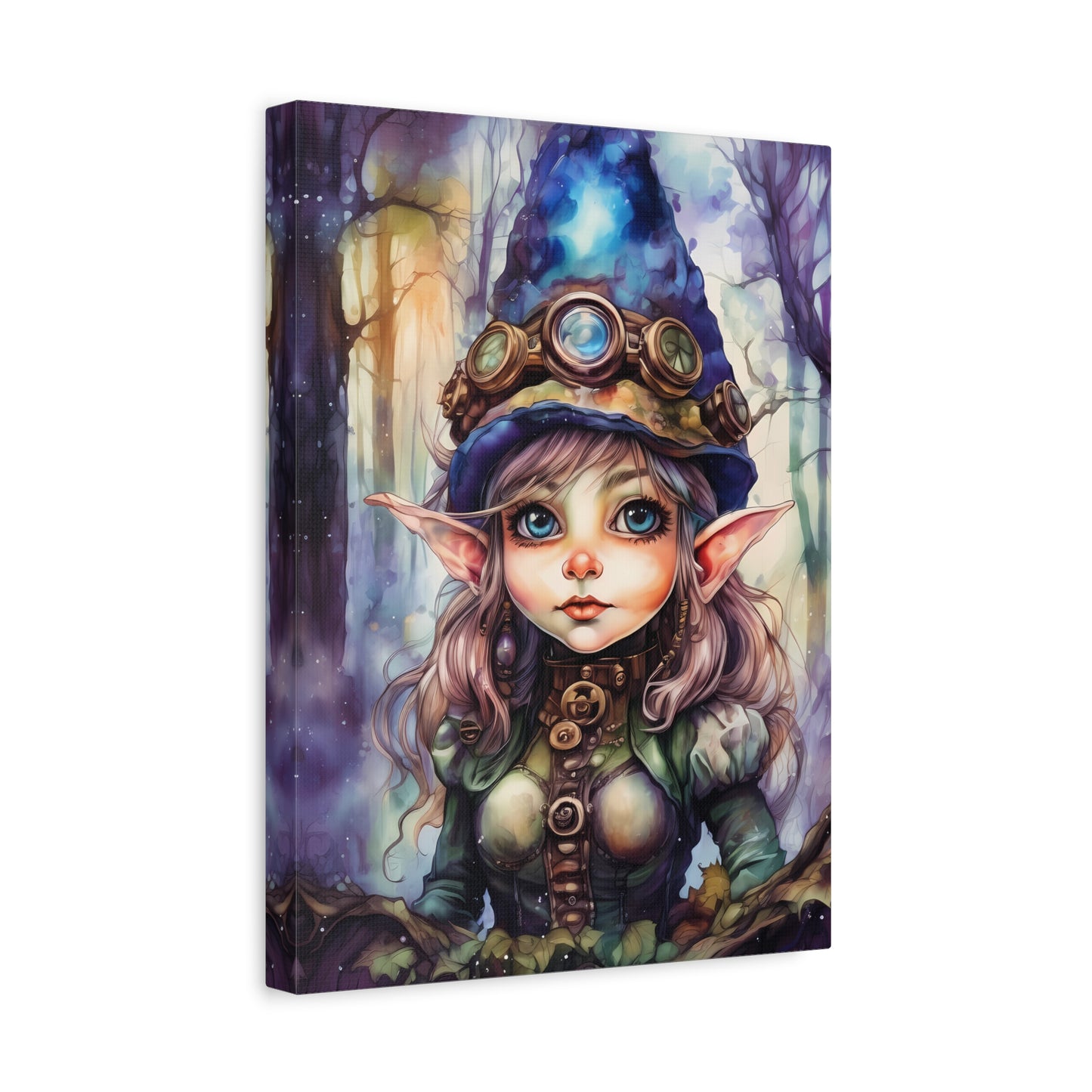 Prismveil Gnomes – Elowen, The Crystalbloom Seer Canvas Print (12x16, 16x20, 18x24)
