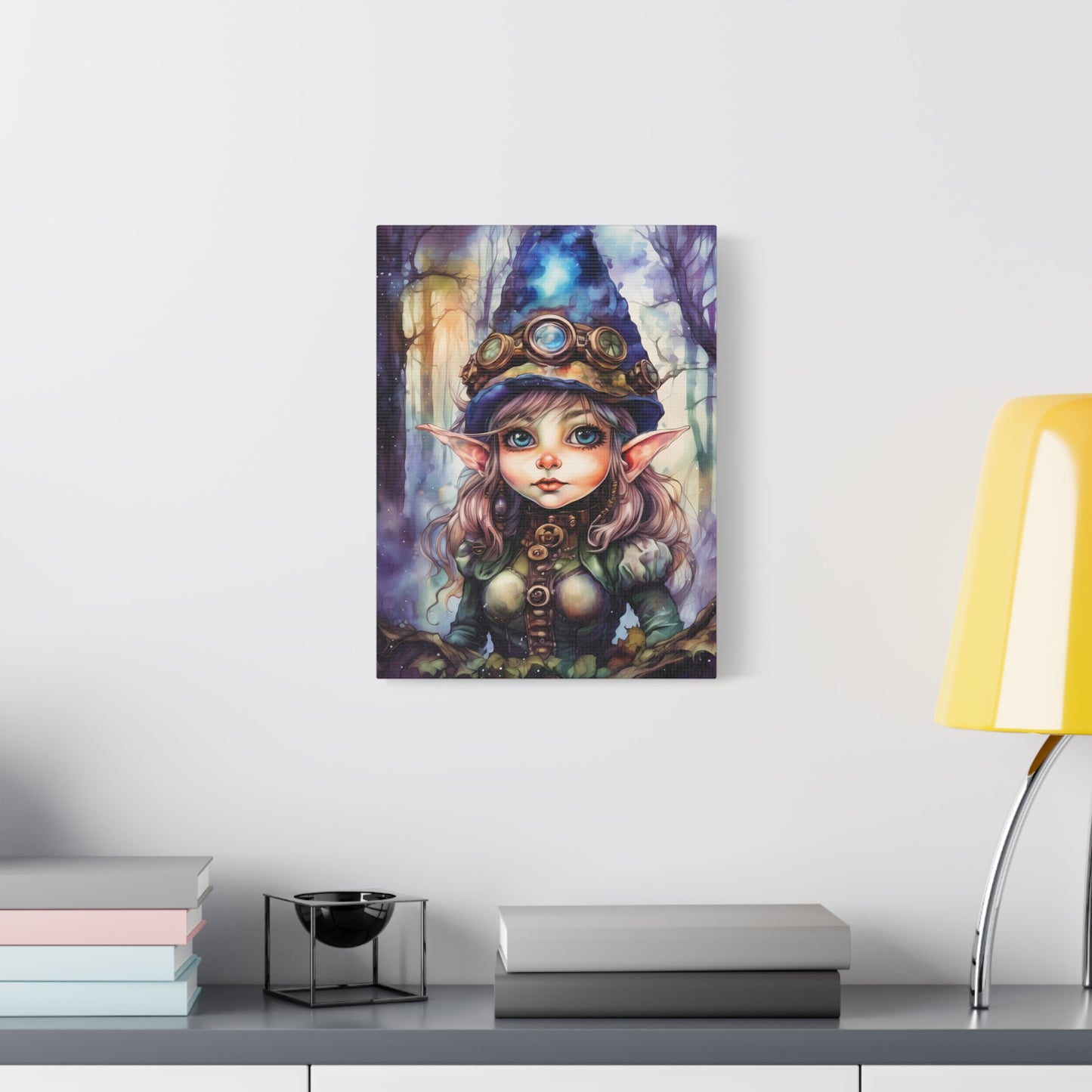 Prismveil Gnomes – Elowen, The Crystalbloom Seer Canvas Print (12x16, 16x20, 18x24)
