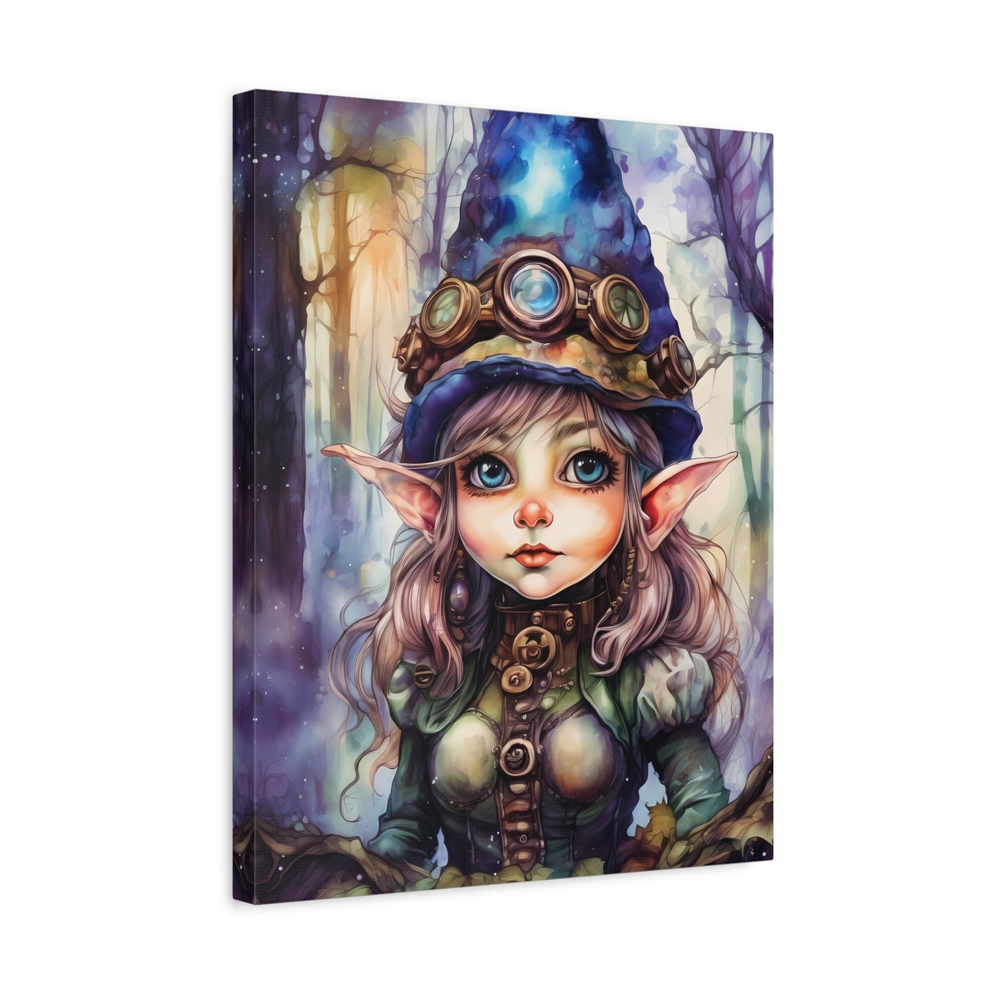 Prismveil Gnomes – Elowen, The Crystalbloom Seer Canvas Print (12x16, 16x20, 18x24)