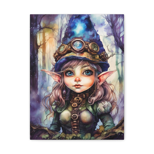 Prismveil Gnomes – Elowen, The Crystalbloom Seer Canvas Print (12x16, 16x20, 18x24)