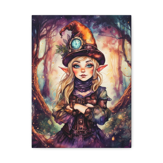 Prismveil Gnomes – Nyxie, Keeper of the Luminous Tapestry Canvas Print (12x16, 16x20, 18x24)