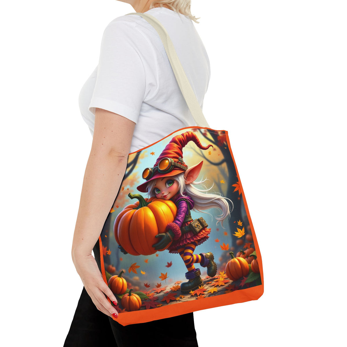 Whimsical Fall Tote Bag, Pumpkin Lover's Gift, Autumn Vibes, Perfect for Groceries, Market Bag, Halloween Decor