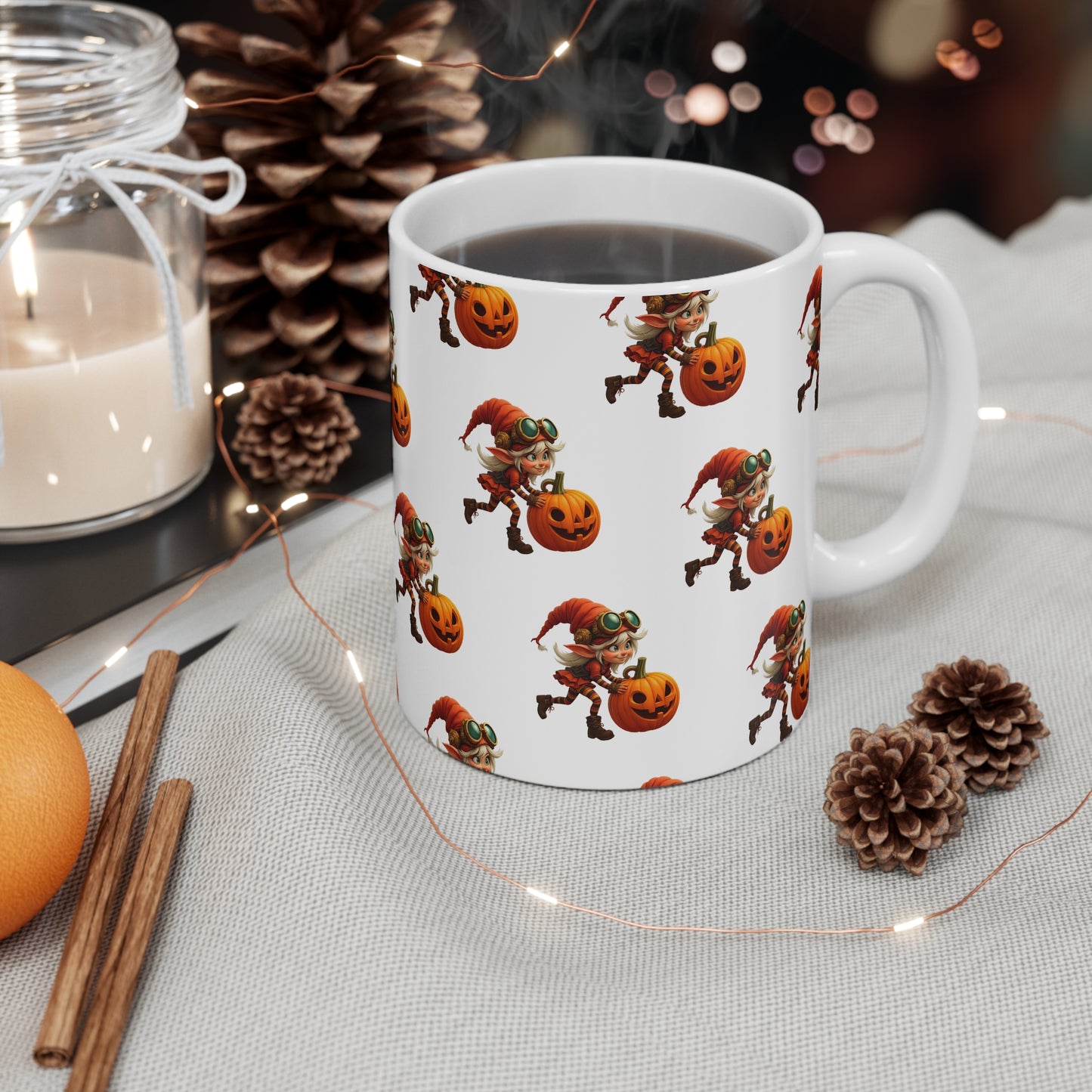 Gnomily’s Workshop – Jack-O’-Lantern Mischief Gnome 11oz Mug