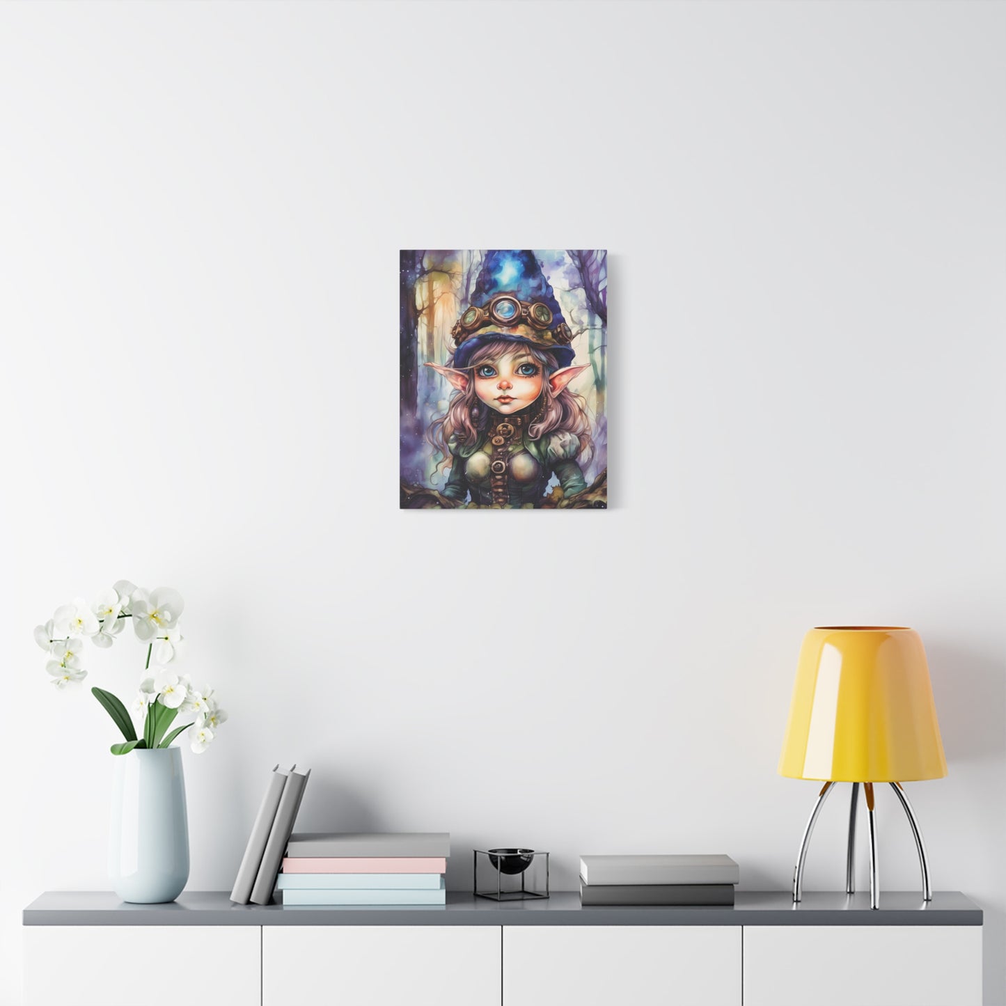 Prismveil Gnomes – Elowen, The Crystalbloom Seer Canvas Print (12x16, 16x20, 18x24)