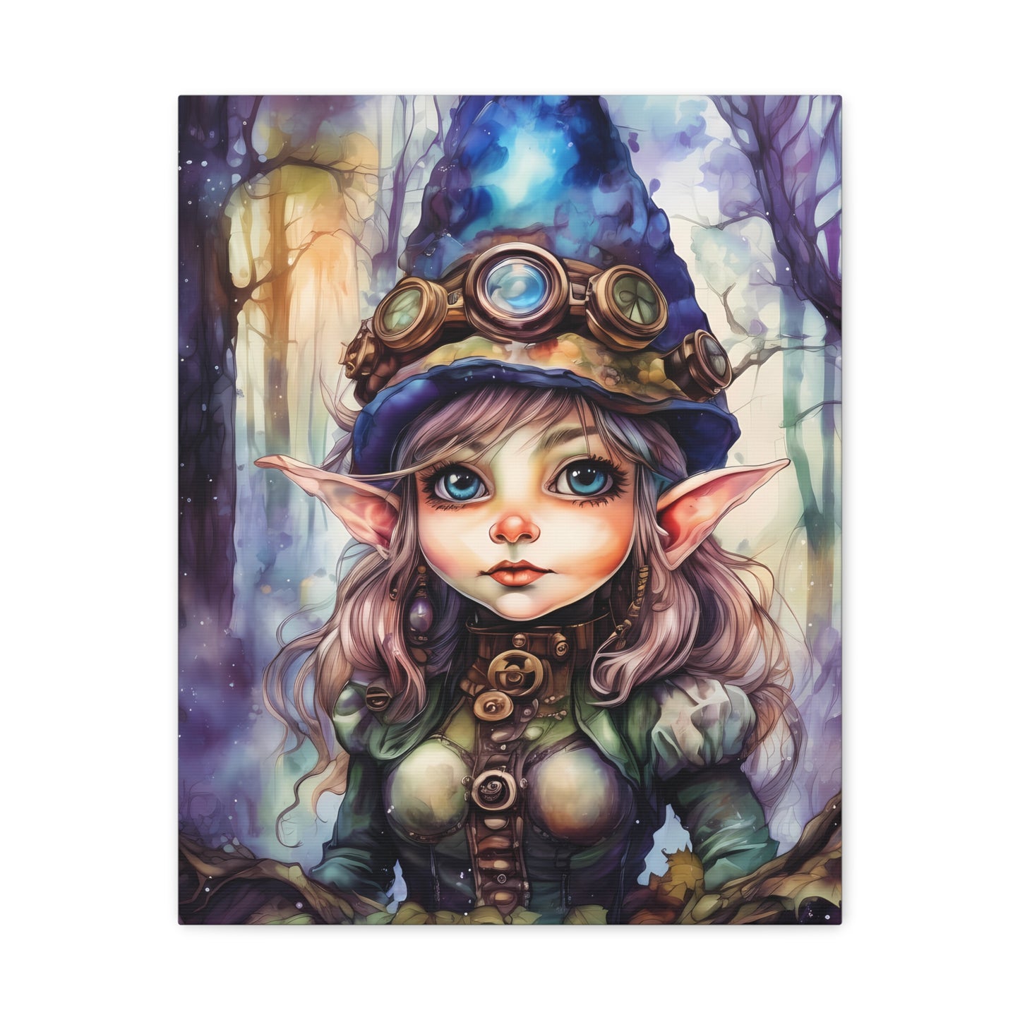 Prismveil Gnomes – Elowen, The Crystalbloom Seer Canvas Print (12x16, 16x20, 18x24)