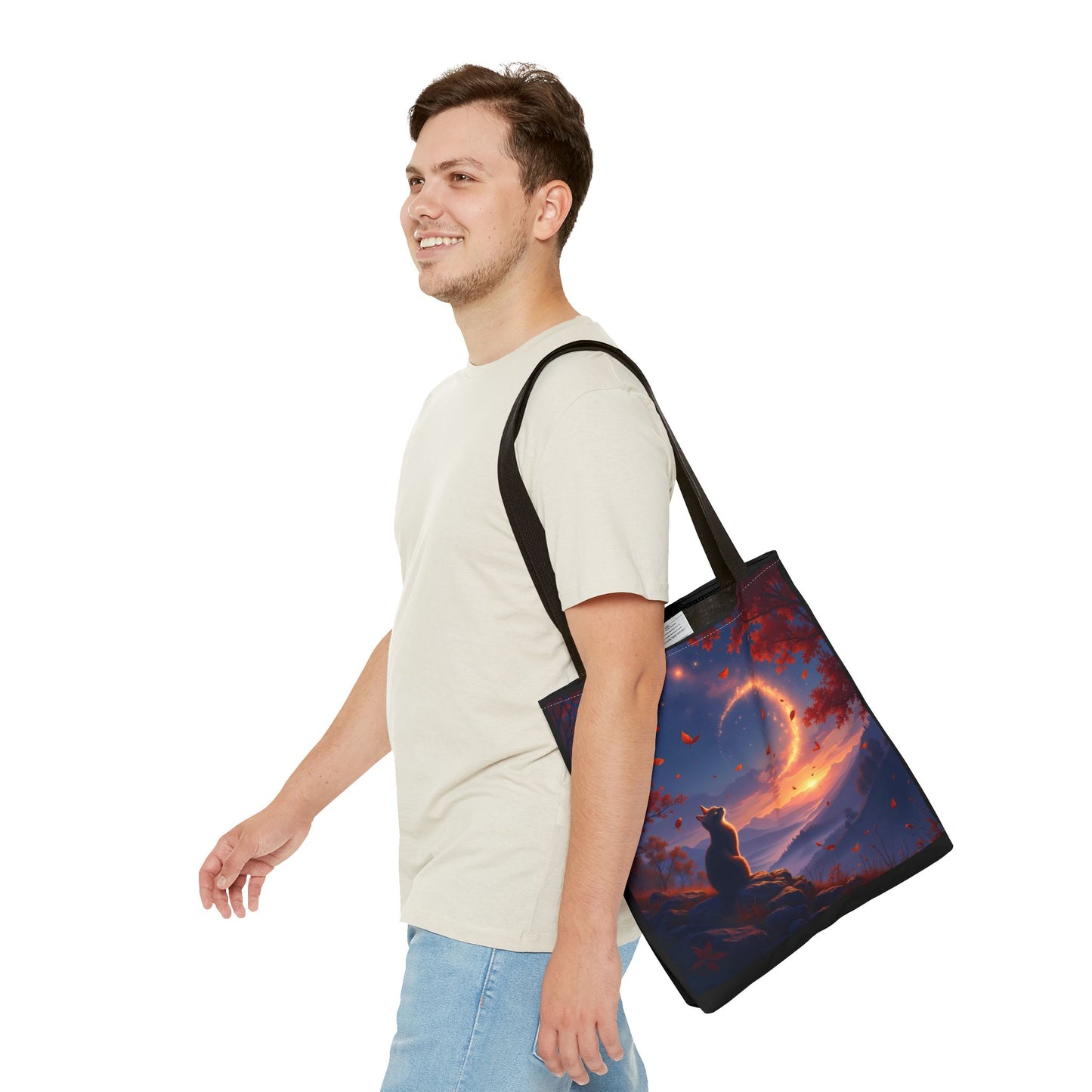 Autumn Cat Dreams – Moonlit Whispers Tote Bag (16x16)