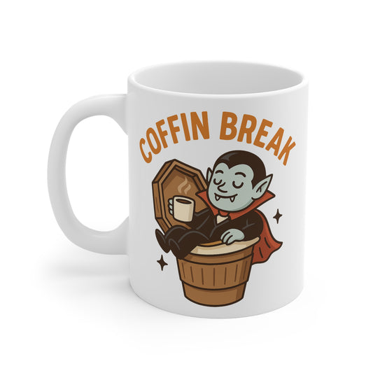 Coffin Break Mug, Halloween Gift, Vampire Coffee Cup, Spooky Themed Mug, Cute Gothic Travel Mug, Unique Drinkware
