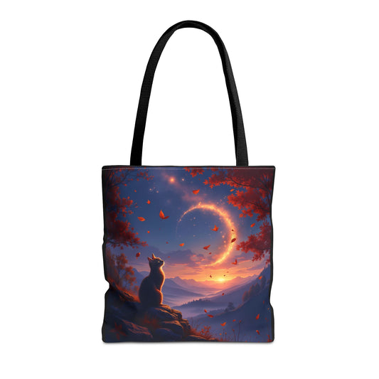 Autumn Cat Dreams – Moonlit Whispers Tote Bag (16x16)