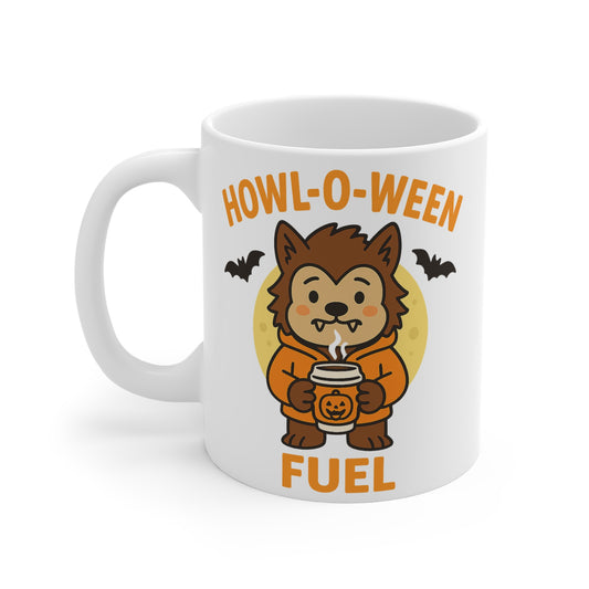 Halloween Mug, Howl-O-Ween Fuel Coffee Cup, Fall Decor, Gift for Dog Lovers, Spooky Season Drinkware