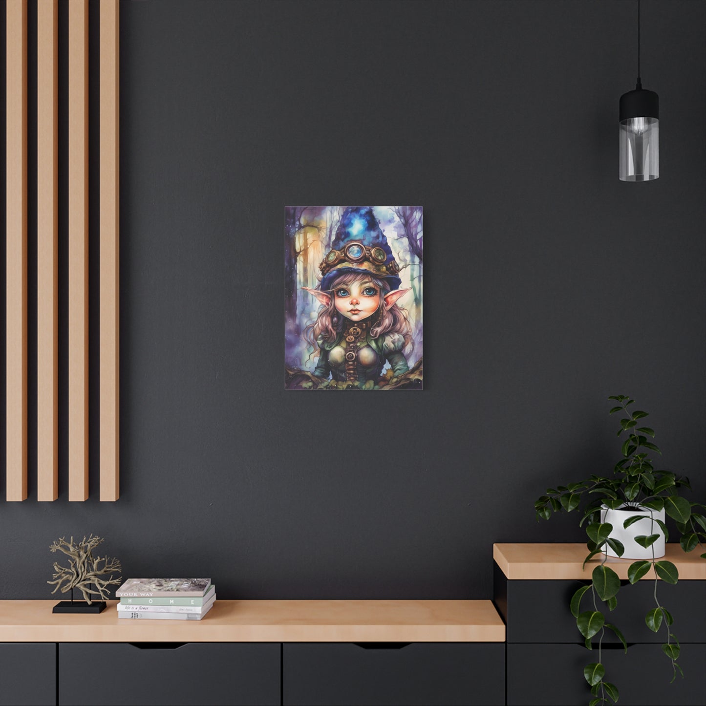 Prismveil Gnomes – Elowen, The Crystalbloom Seer Canvas Print (12x16, 16x20, 18x24)