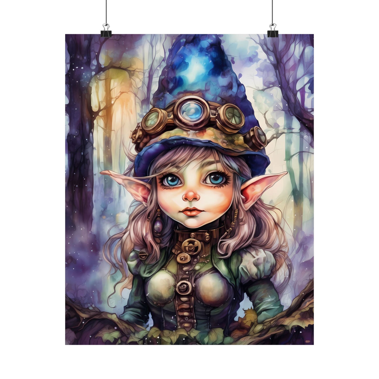 Prismveil Gnomes – Elowen, The Crystalbloom Seer Poster (8x10, 12x16, 16x20)